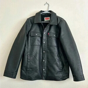 Men's Levi’s Black Fleece Lined Leather Jacket- Medium